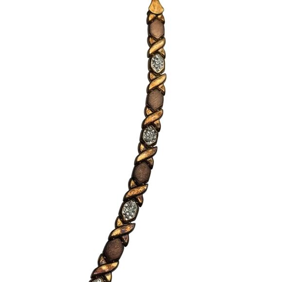 Brilliance Hugs Kisses XO Gold over 925 Sterling Silver Bracelet 8" Fine Jewelry - Picture 6 of 16